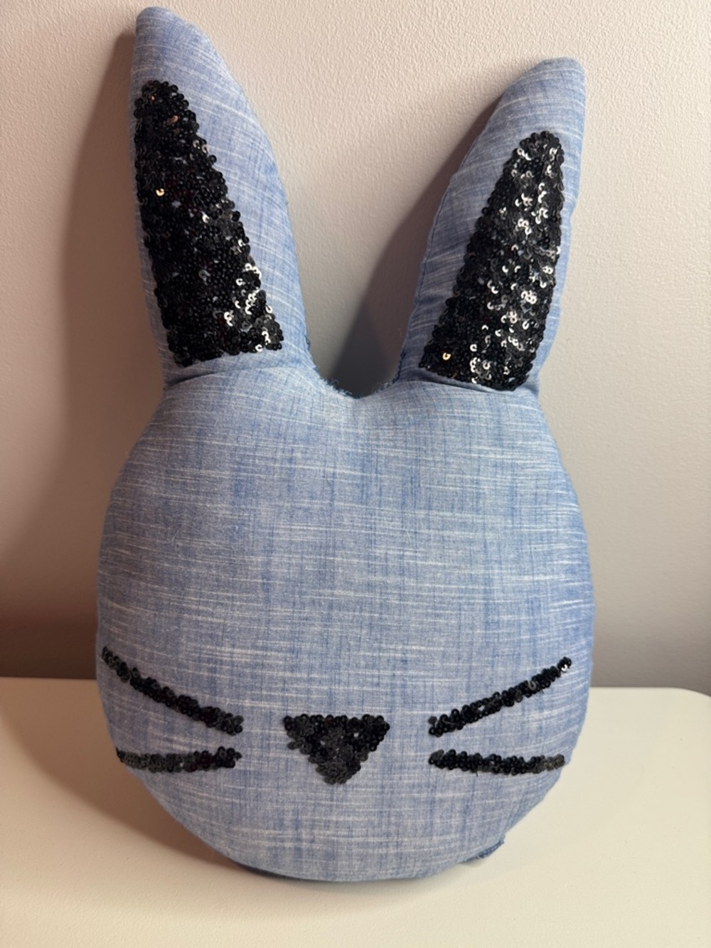 Pottery Barn Teen Blue Bunny Sequin Accent Pillow